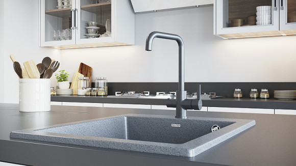 Смеситель для кухни Paulmark Logas Lo213021-402 Серый металлик