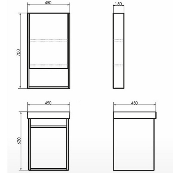 Зеркальный шкаф Comforty Вена 45 00-00006652 Дуб дымчатый