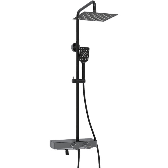 Душевая система WasserKRAFT A114.255.130.CB Thermo с термостатом Черная матовая