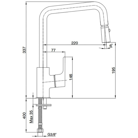 Смеситель для кухни E.C.A. Luna 102118049EX Хром Смеситель для кухни E.C.A. Luna 102118049EX Хром