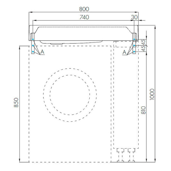 Раковина Aquaton Рейн 80 L 1A72113KRW210 на стиральную машину Графит