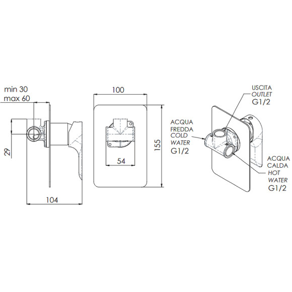 Смеситель для душа Remer Infinity I30VO Бронза Смеситель для душа Remer Infinity I30VO Бронза