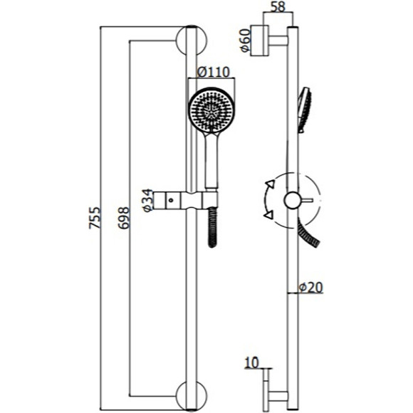Душевой гарнитур Paffoni Ginevra ZSAL146NO Черный матовый