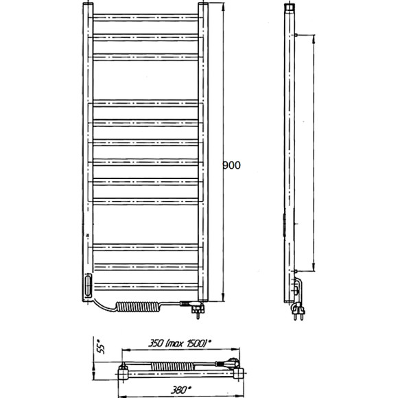 Электрический полотенцесушитель Laris Астор ЧК12 350х900 R 73207668 Белый муар Электрический полотенцесушитель Laris Астор ЧК12 350х900 R 73207668 Белый муар