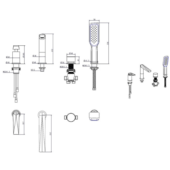 Смеситель на борт ванны Boheme Venturo 370 Хром Смеситель на борт ванны Boheme Venturo 370 Хром