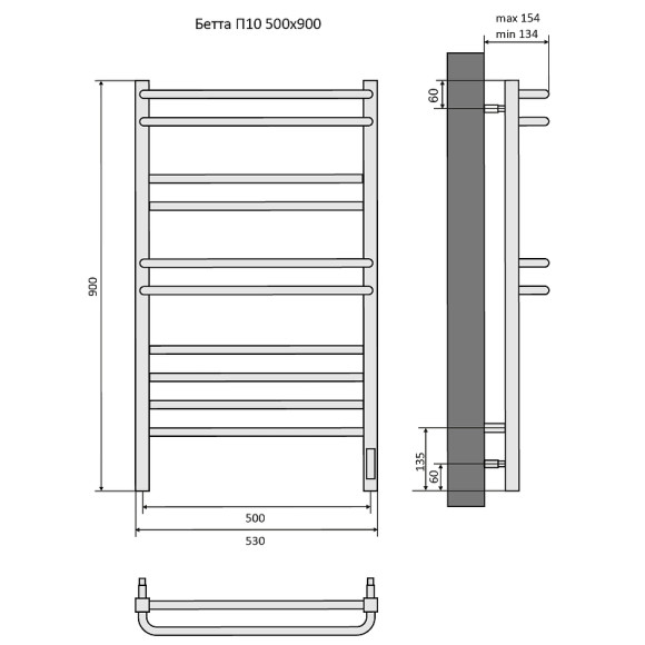 Электрический полотенцесушитель Aquatek Бетта П10 500x900 AQ EL KRC1090CH Хром Электрический полотенцесушитель Aquatek Бетта П10 500x900 AQ EL KRC1090CH Хром