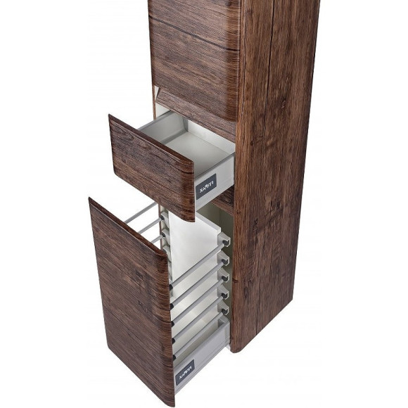 Шкаф пенал Style Line Атлантика 35 L Люкс Plus СС-00002222 с бельевой корзиной Старое дерево