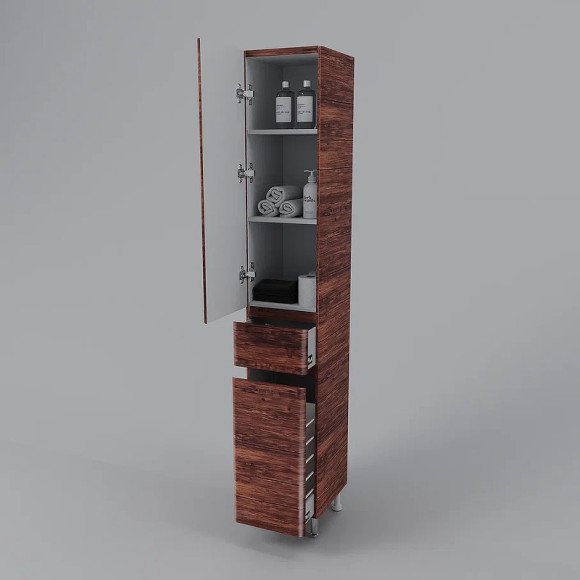 Шкаф пенал Style Line Атлантика 35 L Люкс Plus СС-00002222 с бельевой корзиной Старое дерево