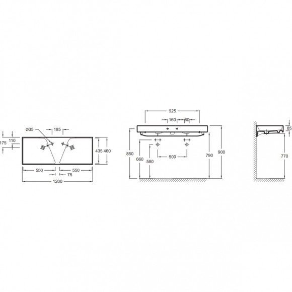 Раковина Jacob Delafon Rythmik 120 EXM112-00 двойная Белый
