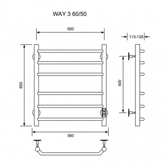 Электрический полотенцесушитель Ника Way-3 60/50 U Хром Электрический полотенцесушитель Ника Way-3 60/50 U Хром