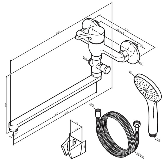 Смеситель для ванны AM.PM X-Joy F85B90122 универсальный Черный матовый Смеситель для ванны AM.PM X-Joy F85B90122 универсальный Черный матовый
