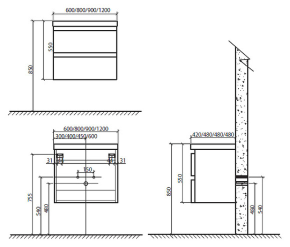 Тумба под раковину BelBagno Energia-N 60 подвесная Белая Тумба под раковину BelBagno Energia-N 60 подвесная Белая