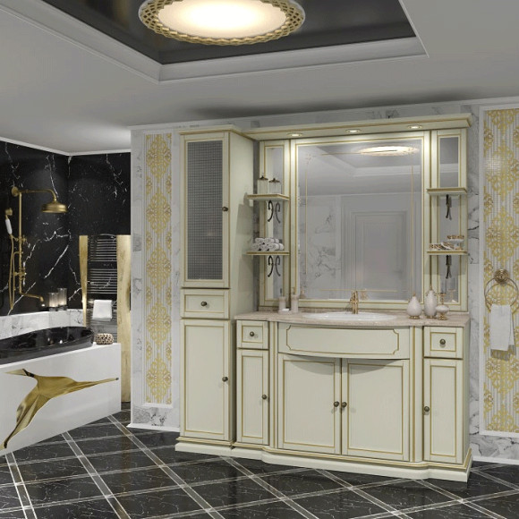 Шкаф пенал Opadiris Корсо Оро 42 L 00-00000618 Слоновая кость Золото