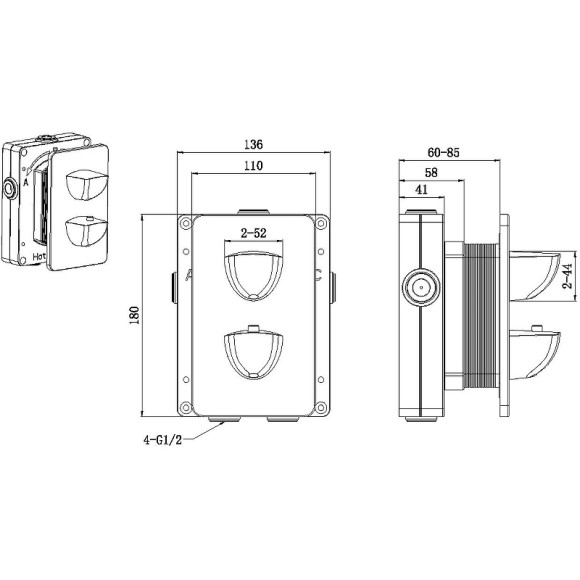 Смеситель для душа Allen Brau Infinity 5.21216-31 с термостатом Черный матовый Смеситель для душа Allen Brau Infinity 5.21216-31 с термостатом Черный матовый