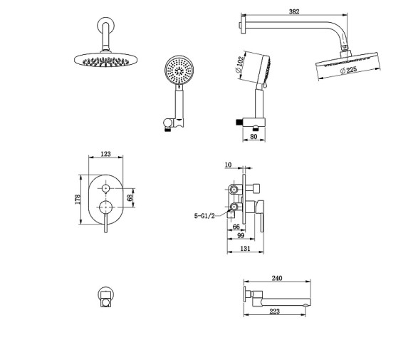Душевая система Bronze de Luxe Scandi 14582W Белая