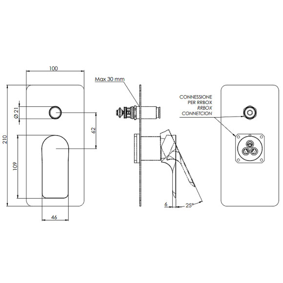 Смеситель для душа Remer Infinity I09KBNO Черный матовый Смеситель для душа Remer Infinity I09KBNO Черный матовый