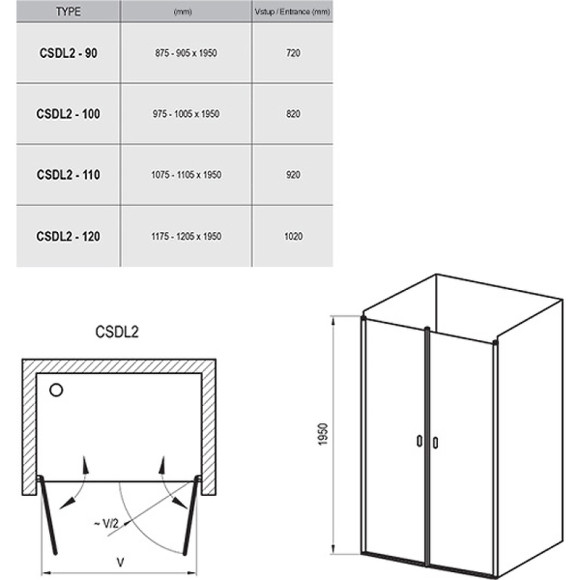 Душевая дверь Ravak Chrome CSDL2-100 0QVACU0LZ1 профиль Сатин стекло Transparent Душевая дверь Ravak Chrome CSDL2-100 0QVACU0LZ1 профиль Сатин стекло Transparent
