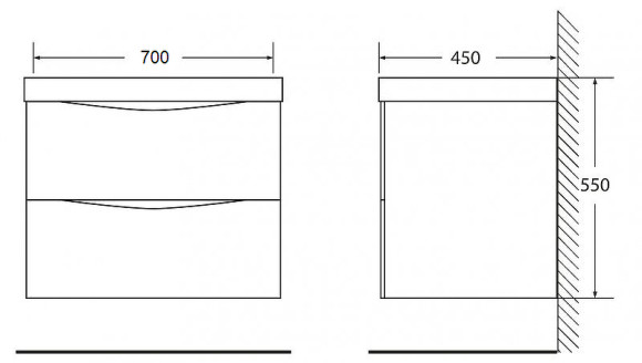 Тумба под раковину BelBagno Marino 70 MARINO-700-2C-SO-RW-P подвесная Rovere Moro