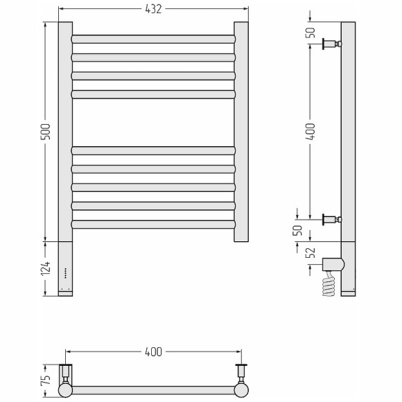 Электрический полотенцесушитель Сунержа Богема 3.0 прямая 500x400 L 05-5804-5040 Состаренная бронза Электрический полотенцесушитель Сунержа Богема 3.0 прямая 500x400 L 05-5804-5040 Состаренная бронза