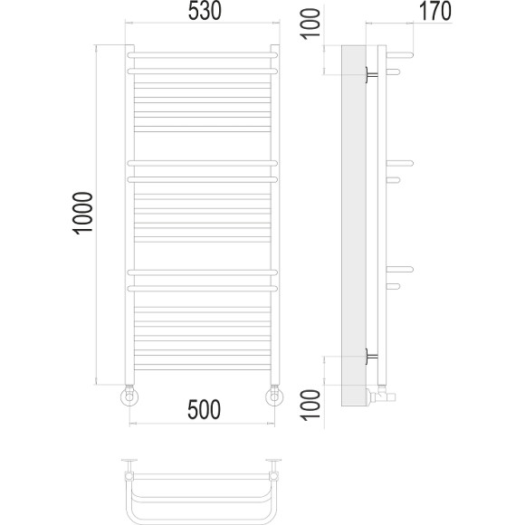 Водяной полотенцесушитель Terminus Орион П18 500х1000 4670078529756 Хром, нижнее подключение, G 1/2" ВР, с угловым соединением Водяной полотенцесушитель Terminus Орион П18 500х1000 4670078529756 Хром, нижнее подключение, G 1/2" ВР, с угловым соединением