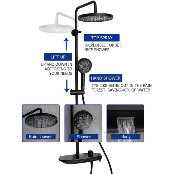 Душевая система Gappo G2495-86 Черная матовая
