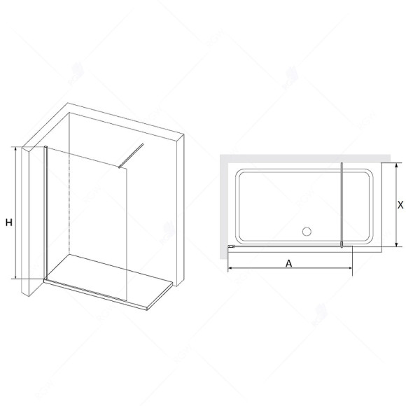 Душевая перегородка RGW Walk In WA-010B 70 351001007-14 профиль Черный стекло прозрачное
