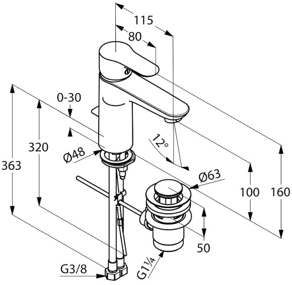 Смеситель для раковины Kludi Objekta 322600575 Хром Смеситель для раковины Kludi Objekta 322600575 Хром