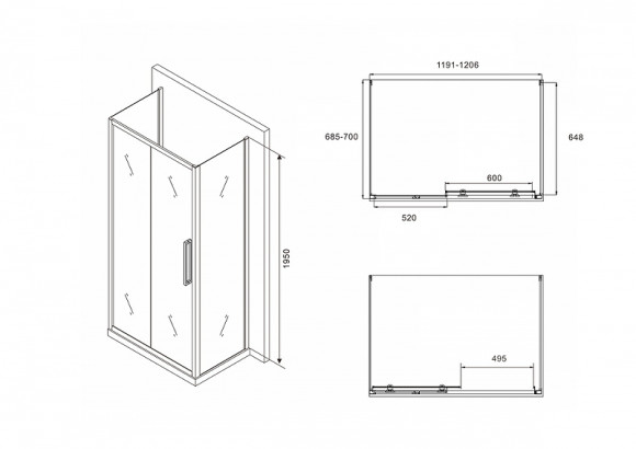 Душевой уголок Abber Schwarzer Diamant 120х70 AG30120BH-S70B-S70B профиль Черный стекло прозрачное Душевой уголок Abber Schwarzer Diamant 120х70 AG30120BH-S70B-S70B профиль Черный стекло прозрачное