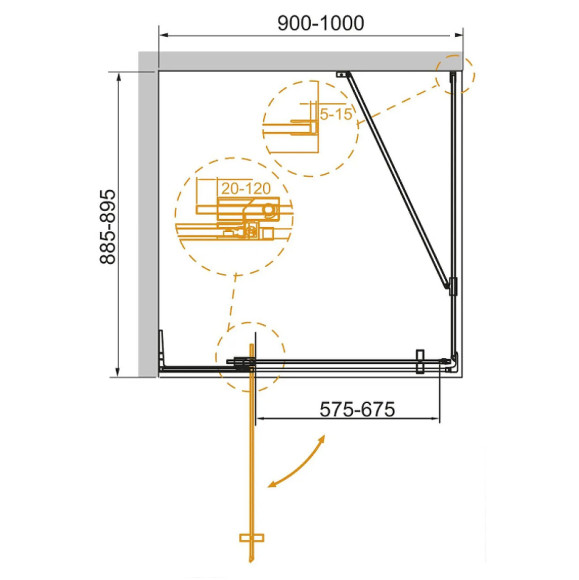 Душевой уголок Cezares Slider 100x90 SLIDER-AH-1-90-90/100-C-NERO профиль Черный матовый стекло прозрачное