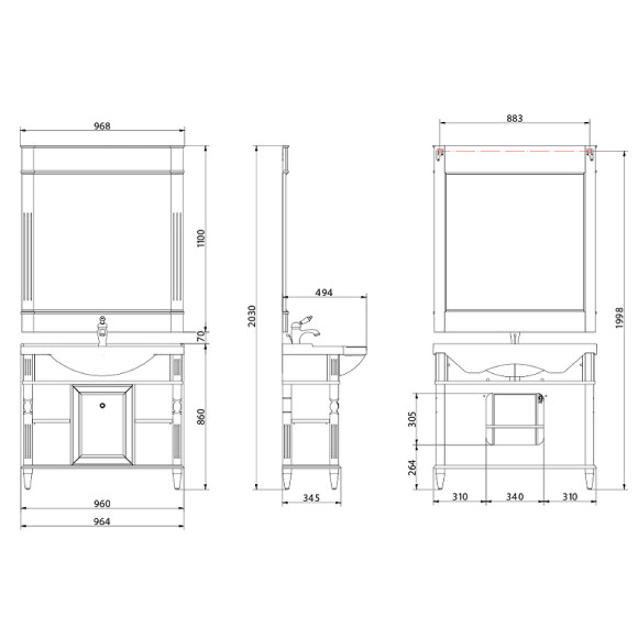 Тумба под раковину Migliore Kantri 96 26677 Бежевая