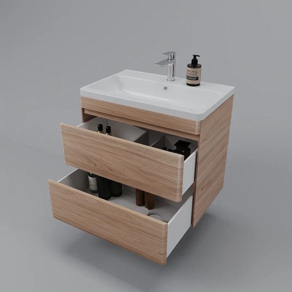 Тумба под раковину Style Line Атлантика 70 Люкс Plus СС-00002341 подвесная Ясень перламутр