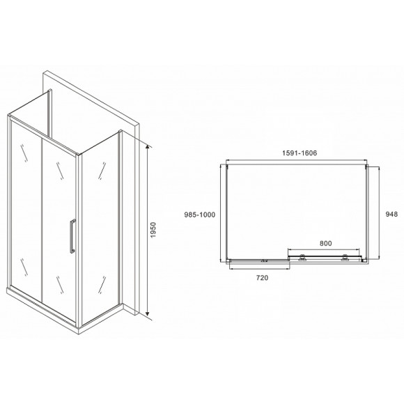 Душевой уголок Abber Schwarzer Diamant 160x100 AG30160MH-S100M-S100M профиль Хром стекло матовое Душевой уголок Abber Schwarzer Diamant 160x100 AG30160MH-S100M-S100M профиль Хром стекло матовое