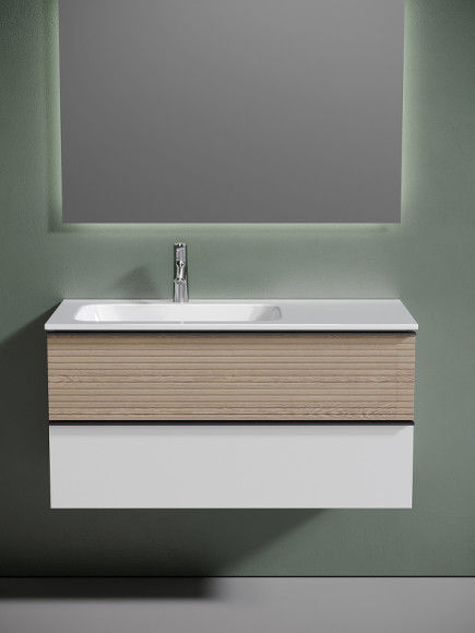 Тумба под раковину Sancos Delta 100 L DL100LW подвесная Дуб светлый Белая