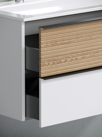 Тумба под раковину Sancos Delta 100 L DL100LW подвесная Дуб светлый Белая