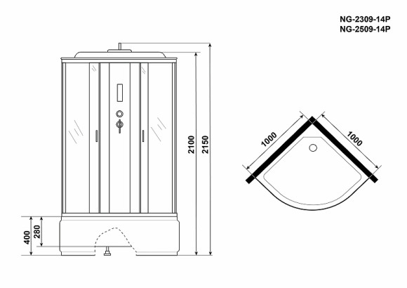 Душевая кабина Niagara Classic 100x100 NG-2309-14P без гидромассажа Душевая кабина Niagara Classic 100x100 NG-2309-14P без гидромассажа