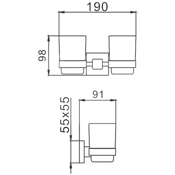 Стакан для зубных щеток Haiba HB8908 двойной Черный матовый
