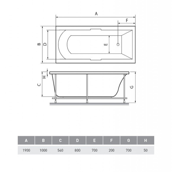 Акриловая ванна Relisan Eco Plus Темза 190х100 Гл000025013 без гидромассажа Акриловая ванна Relisan Eco Plus Темза 190х100 Гл000025013 без гидромассажа