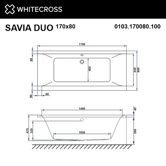Акриловая ванна Whitecross Savia Duo 170x80 0103.170080.100 без гидромассажа Акриловая ванна Whitecross Savia Duo 170x80 0103.170080.100 без гидромассажа