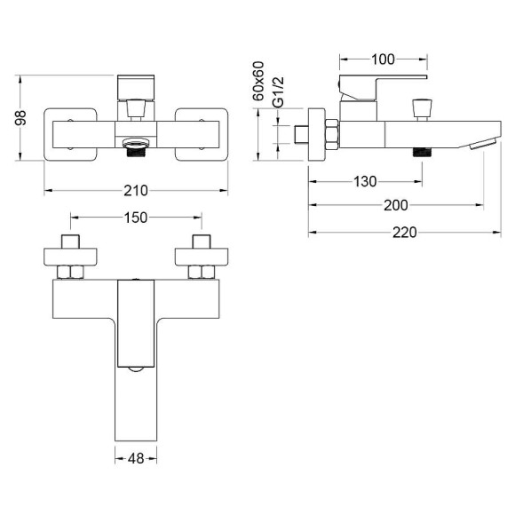 Комплект смесителей Aquatek Либра AQ1630MB Черный матовый