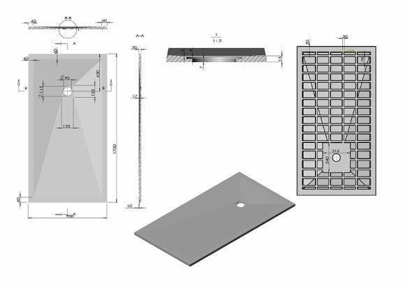 Душевой поддон из искусственного камня Vincea 170x90 VST-4SR9017W+Vsph-D132 Белый матовый