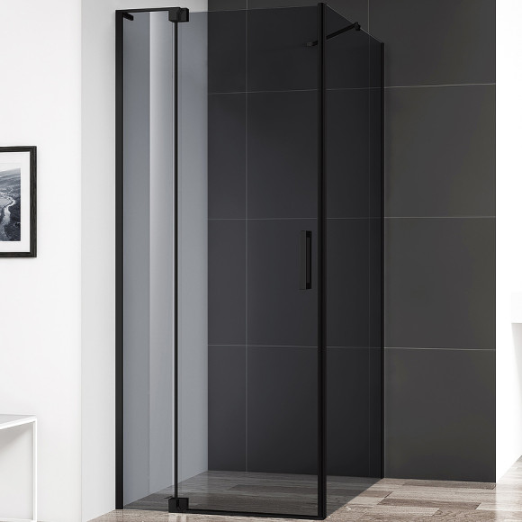 Душевой уголок Cezares Slider 90x80 SLIDER-AH-1-80-80/90-GRIGIO-NERO профиль Черный матовый стекло серое