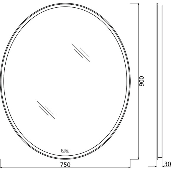 Зеркало BelBagno 75 SPC-VST-750-900-LED-TCH-WARM с подсветкой с подогревом с сенсорным выключателем