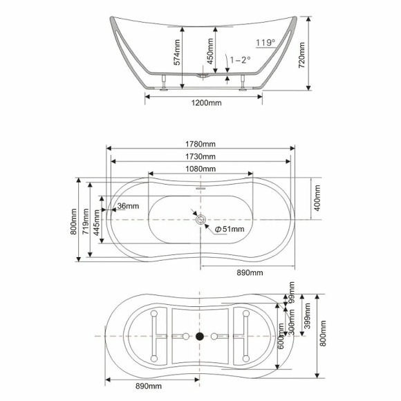 Акриловая ванна Swedbe Vita 178x80 8803 без гидромассажа Акриловая ванна Swedbe Vita 178x80 8803 без гидромассажа