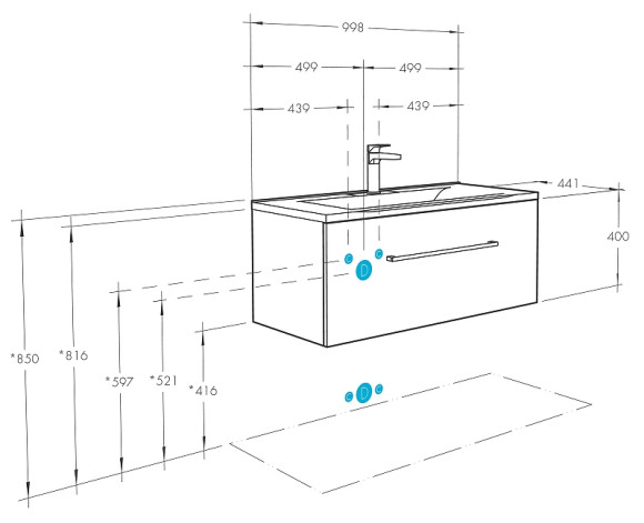 Тумба под раковину Aquaton Мадрид 100 М 1A126901MA010 подвесная Белая