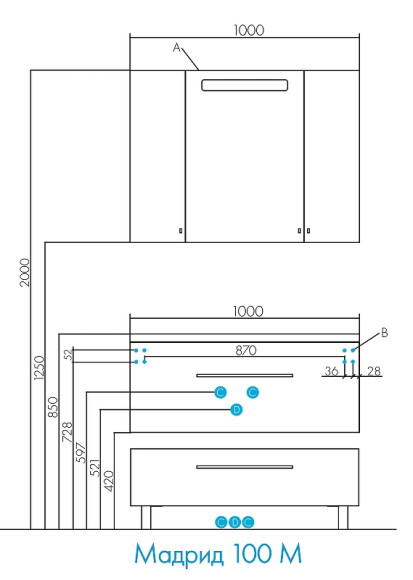 Тумба под раковину Aquaton Мадрид 100 М 1A126901MA010 подвесная Белая