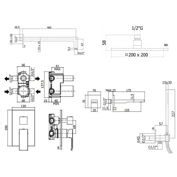 Душевая система Paffoni Elle KITEL019CR120 Хром