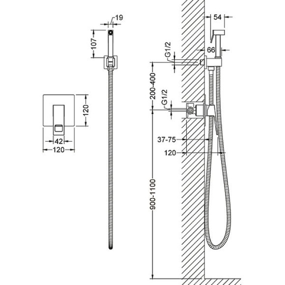 Гигиенический душ со смесителем Timo Briana 7189/17SM Золото матовое