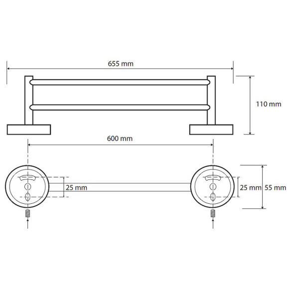 Полотенцедержатель Bemeta Omega 104104052 двойной Хром Полотенцедержатель Bemeta Omega 104104052 двойной Хром