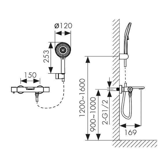 Смеситель для ванны Kaiser Serio 05322 с термостатом Хром