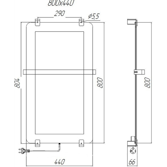 Электрический полотенцесушитель Allen Brau Infinity 44x80 8.21001.GL зеркальный Электрический полотенцесушитель Allen Brau Infinity 44x80 8.21001.GL зеркальный